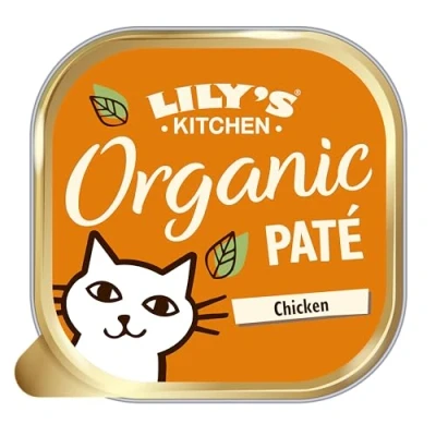 Image of Lily’s Kitchen Made with Natural Ingredients Adult Wet Cat Food Tray Organic Chicken Grain Free recipe 19 x 85g