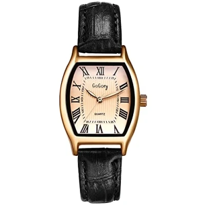 Image of JewelryWe Leather Wristwatch for Women Analog Quartz Square Watch Stylish Business Casual Dress Watch, Mother&#039;s Day