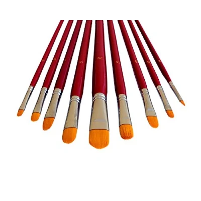 Image of Set of 9 artist brushes, cat&#039;s tongue paint for painting with watercolours and acrylics