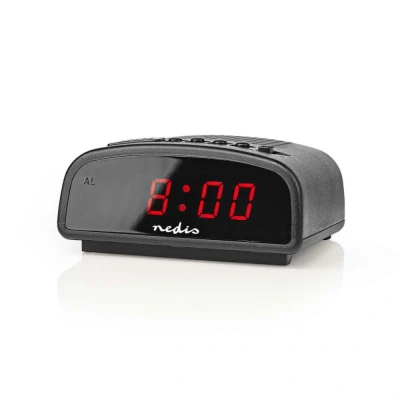 Image of Retro ﻿Digital Alarm Clock, with Large Red LED Numbers, Snooze Function, Mains Powered, for Bedside Table Desk