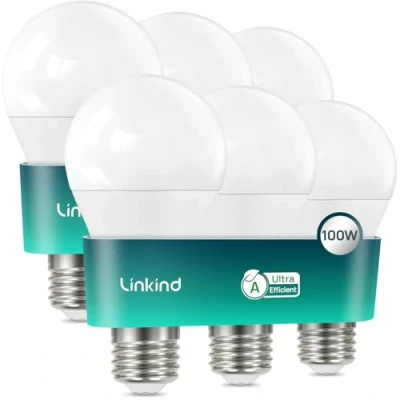 Image of Linkind LED E27 Bulbs,Ultra Efficient Class A Bulbs, 7.2W (100W Equivalent), Neutral White 4000K, 1521LM, GLS Edison Screw in Bulb, Non Dimmable, Pack of 6
