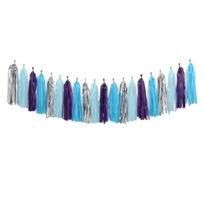 Image of Fkereg 20 Pieces Tissue Paper Tassel Garland, Birthday Garland Party Decor, Metallic Fringe Balloon Banner Tails for Classroom Baby Shower Gender Reveal Hanging Decoration, C