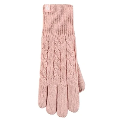 Image of Women&#039;s 1 Pair SOCKSHOP Heat Holders Willow Cable Gloves Dusky Pink S/M