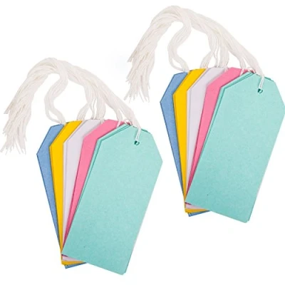 Image of 60x Pastel Coloured Gift Tags Wedding/Christmas Craft String Labels