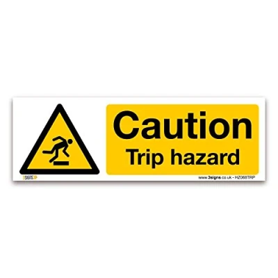 Image of Caution Trip Hazard Sign 200x70mm 1mm Rigid Plastic &amp; Slip Safety