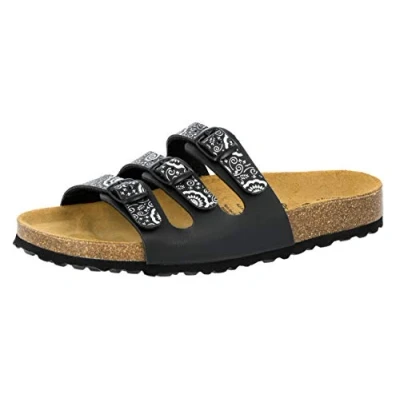 Image of Lico Women&#039;s Bioline Flower Mules, Black, 6 UK