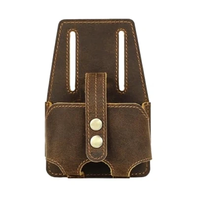 Image of Tape Measure Holder Pouch, Craft Belt Holder, Measuring Tool Leather Holster, Tool, Tapes Holster Pouch Attach to for Carpenters, Electricians