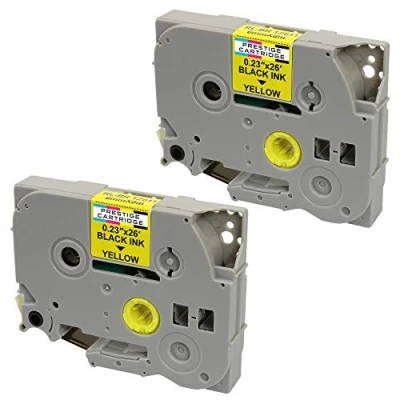 Image of 2X Compatible Label Tapes TZ 611 TZe Black on Yellow 6mm x 8m for PT 1000 1005 1010 3600 9600 D210 D210VP D600VP E100 E300VP E550WVP H101C H101GB H105 H110 H300 H500 P700 P750W