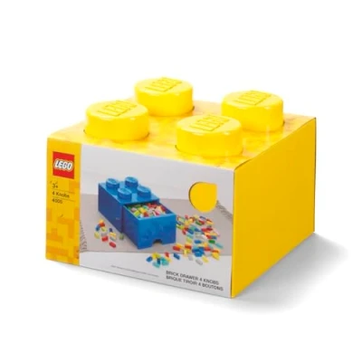 Image of LEGO Brick with 4 Knobs and 1 Drawer Yellow Storage Box for Toys Desk Drawers Office Supplies Stackable Home Decoration Toy