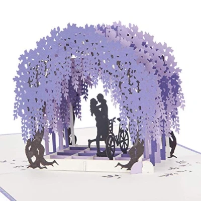 Image of Cardology Wisteria Pop Up Card Valentines Day Card, Anniversary Wedding or 3D Engagement Handmade Cards