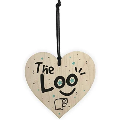 Image of RED OCEAN Shabby Chic The Loo Hanging Wooden Heart Toilet Plaque Door/Wall Sign Home Gifts