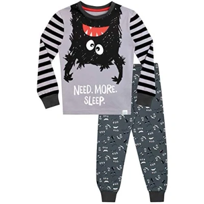 Image of Harry Bear Boys Monster Pyjamas Snuggle Fit Grey Age 6 to 7 Years