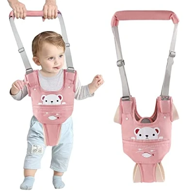 Image of Baby Walking Harness, IULONEE Walker Assistant Belt Handheld Breathable Kids Helper Help Walk with Detachable Crotch for 9 24 Month Walkers(Pink)