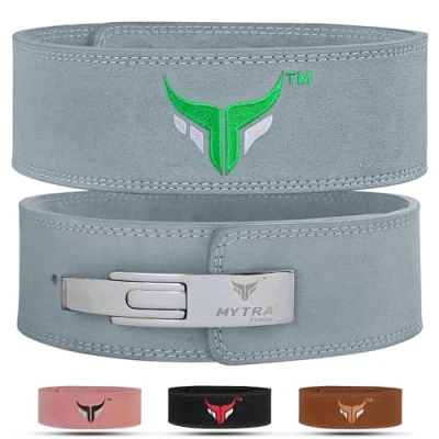 Image of Mytra Fusion Leather weight lifting power back support belt men women weightlifting (Large, Grey)
