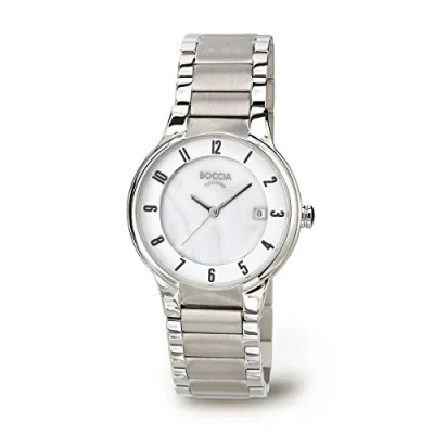 Image of Boccia Women&#039;s Quartz Watch with White Dial Analogue Display and Silver Titanium Bracelet B3228 01