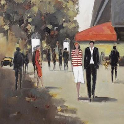 Image of Jon Barker &quot;Cafè De La Paix Paris Digital&quot; Canvas Print, Cotton, Multi Colour, 3.20 x 40.00 cm