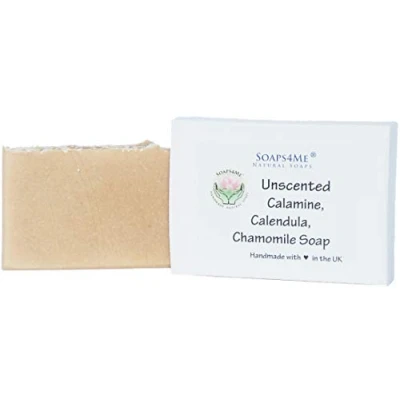 Image of SOAPS4ME Unscented Calamine Handmade Natural Soap with Calendula &amp; Chamomile Infusion Cocoa Butter Shea Australian Reef Clay Oatmeal