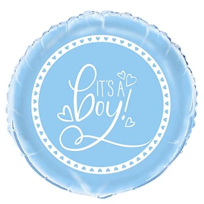 Image of Charming Blue Hearts Baby Shower Round Foil Balloon (45cm) Perfect Party Decor for Unforgettable Celebration 1 Pc, 18&quot;