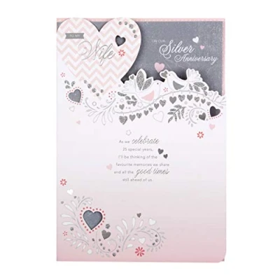 Image of Silver Wedding Anniversary Card for Wife from Hallmark Die Cut Design