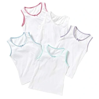 Image of Just Essentials Girls Back to School 3 or 5 Pack Cotton Vests UK Seller White 7/8 Years