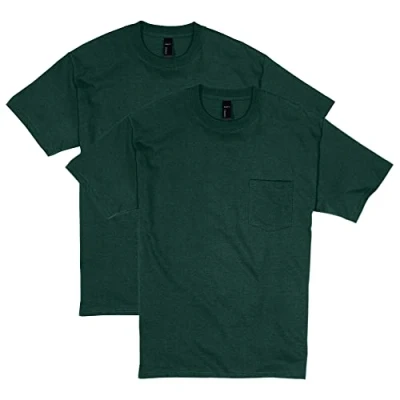 Image of Hanes Men&#039;s Heavyweight Pocket T Shirt, Beefy Full Cut Cotton Tee for Men, Crewneck Shirt 1 or 2 Pack, Deep Forest S