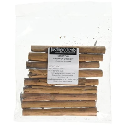 Image of JustIngredients Essentials Cinnamon Sticks/Quills 6 Inch, 100 g Pack of 2