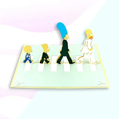 Image of Handmade 3D Handcrafted Gift Icons Simpsons Abbey Road London NW8 Pop Up Card