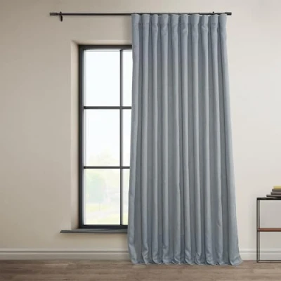 Image of HPD Half Price Drapes Extra Wide Linen Room Darkening Curtain (1 Panel) 100 X 84, BOCH LN1859 84 DW, Heather Grey
