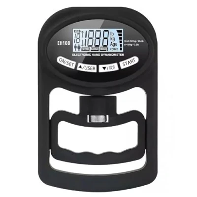 Image of 265 lbs / 120 kg Electronic Hand Grip Strength Tester, Rechargeable Digital Dynamometer with LCD Display, Adjustable Trainer, 19 User Memory Records for Personal Use
