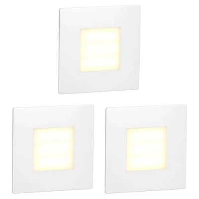 Image of ledscom.de 3 LED Staircase Light/recessed Wall Light FEX for Indoors and Outdoors, Angular, 85 x 85mm, Warm White