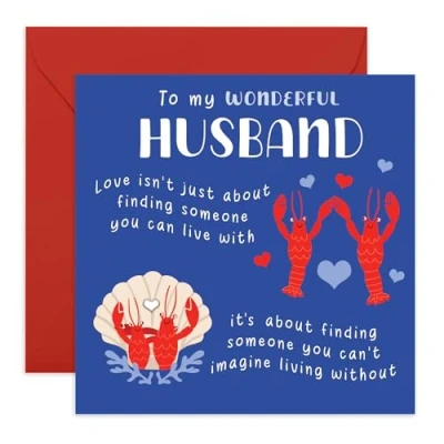 Image of Central 23 Husband Birthday Card From Wife To My Wonderful Lobster Wedding Anniversary For Him Romantic Valentines Cards Comes With Stickers
