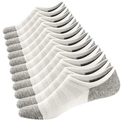 Image of Ueither Mens No Show Socks, Trainer Socks Casual Invisible Cotton Sneakers Low Cut Liner Anti Slip (White (6 Pairs),9.5 13.5)