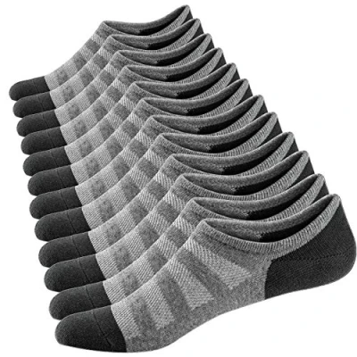 Image of Ueither Mens No Show Socks, Trainer Socks Casual Invisible Cotton Sneakers Low Cut Liner Anti Slip (Gray (6 Pairs),9.5 13.5)