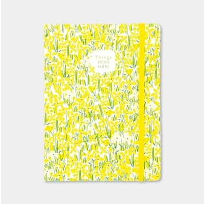 Image of Rachel Ellen Things to do Today Yellow Flower Chunky Notebook, 240 lined pages, elastic closer