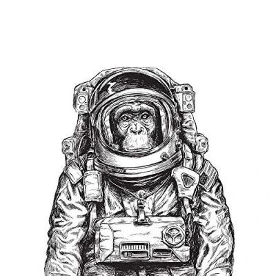 Image of Wee Blue Coo Chimpanzee Astronaut Space Animal Art Print Poster Wall Decor 12X16 Inch