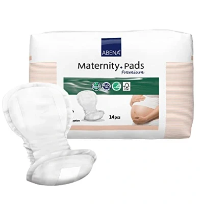 Image of Abena Premium Maternity Pads, Postpartum Essentials, Eco Friendly After Birth, Sustainable, Extra Protection, Breathable &amp; Skin Incontinence Pads Women 14PK