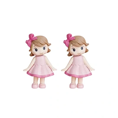 Image of 2 Pcs Birthday Cake Ornament Polyvinyl Chloride Doll Figures Topper Adorable Model for Girls GiftsF