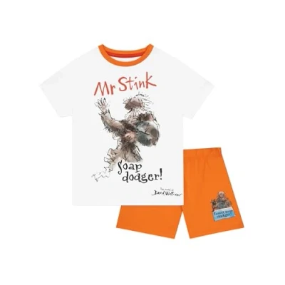 Image of The World Of David Walliams Book Set Boys Short Pyjamas Mr Stink Summer White 8 9 Years