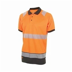 Image of Hivis Two Tone Polo Shirt Short Sleeve Orange / Black XL