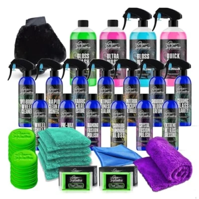 Image of Car Detailing Kit Full Exterior Interior Vehicle Cleaning Washing Polish Wax Wheel Clay (Complete Kit)