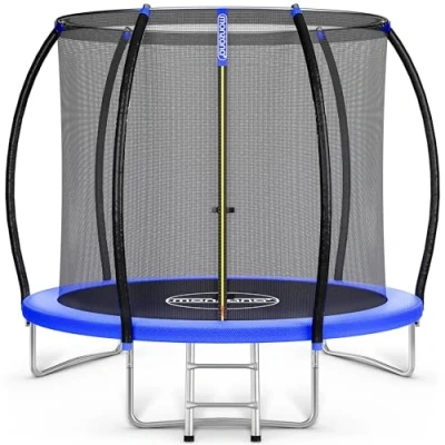 Image of MONZANA® Trampoline 8 FT Diameter 244cm Enclosure Net Safety Kids Ladder Children Toddler Outdoor Netting Weatherproof Heavy Duty Steel Frame