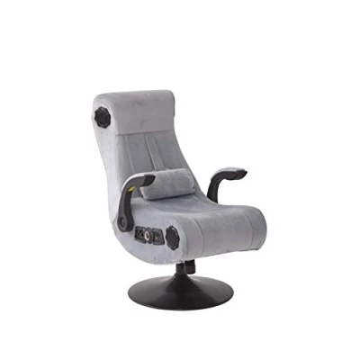 Image of X Rocker Deluxe Gaming Chair, 4.1 Surround Sound Multi Media Seat with Bluetooth Wireless Speakers, Subwoofer and Vibration, Padded Armrests, Lumbar Support Cushion Upholstered Fabric SILVER
