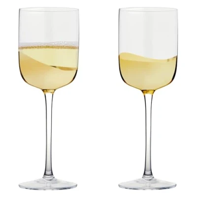 Image of Anton Studios Wave Set of 2 Wine Glasses Gold