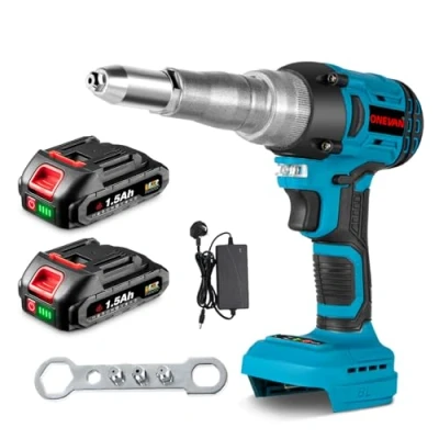 Image of ONEVAN Battery Riveting Pliers Cordless Gun Pop Rivet Attachment for Screwdrivers and Drills, with a Power of 20,000 N 2.4 5.0 mm Blind Rivets.