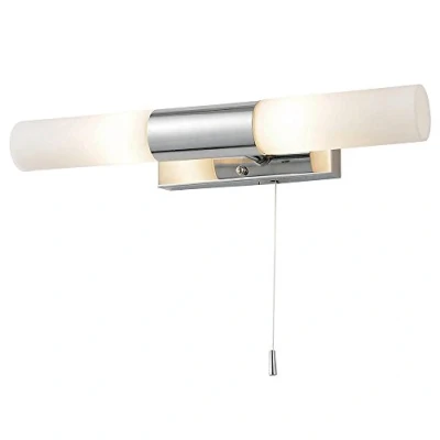 Image of LITECRAFT Elena Wall Light Bathroom Fitting with Frosted Glass Shades Polished Chrome