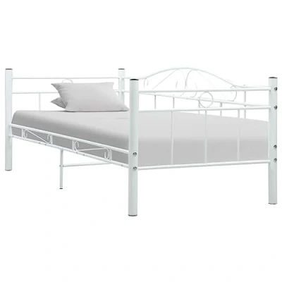 Image of vidaXL Metal Bed Frame 90x200 cm Single with Classic White Finish and Durable Construction