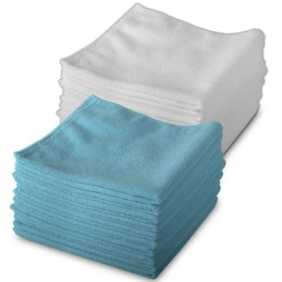 Image of 20 Pack of 10 White &amp; Blue Microfibre Exel Magic Cleaning Cloths. Chemical Free Cleaning. Anti Bacterial Microfiber Cloths for Amazing Smear Wiping.