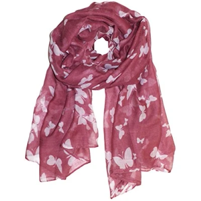 Image of UK Seller!!! New Butterfly Print Ladies Celebrity Style Long Scarves Maxi Scarf, Stole, Wrap, Sarong, shawls. (Light Marron/White)