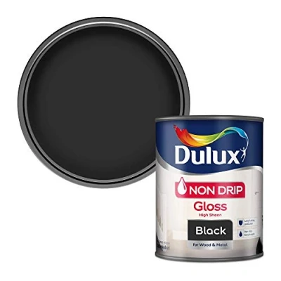 Image of Dulux Non Drip Gloss Paint For Wood And Metal Black 750 ml