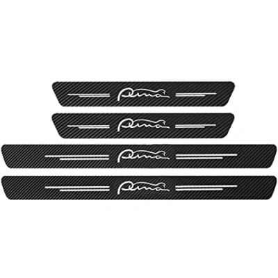Image of EAGLEG 4pcs Door Sills Scuff Plate Sticker for Fo rd Fiesta Focus Etc Multi Model Series, Carbon Fiber Car Sill Protector Film Welcome Pedal Guards Strip Styling Accessories, PumaSt